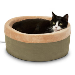 K&H Thermo-Kitty bed with 6-inch foam walls for secure, cozy lounging.