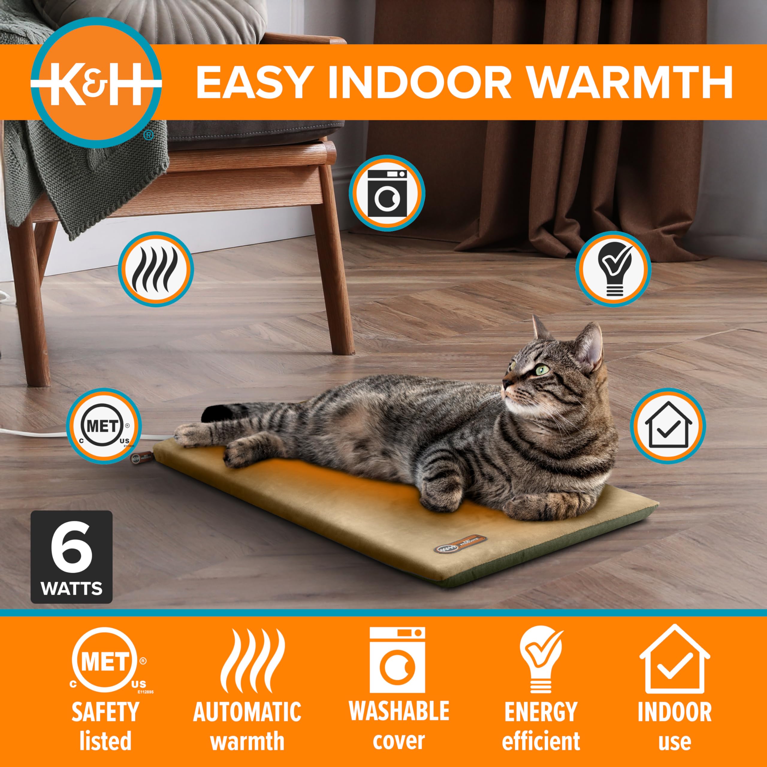 K&H Thermo-Kitty Mat washable cover for simple cleaning.