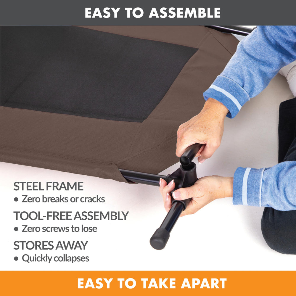 K&H cot features removable cover for easy washing.