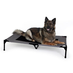 K&H Outdoor Elevated Dog Cot collapsed for easy travel and storage