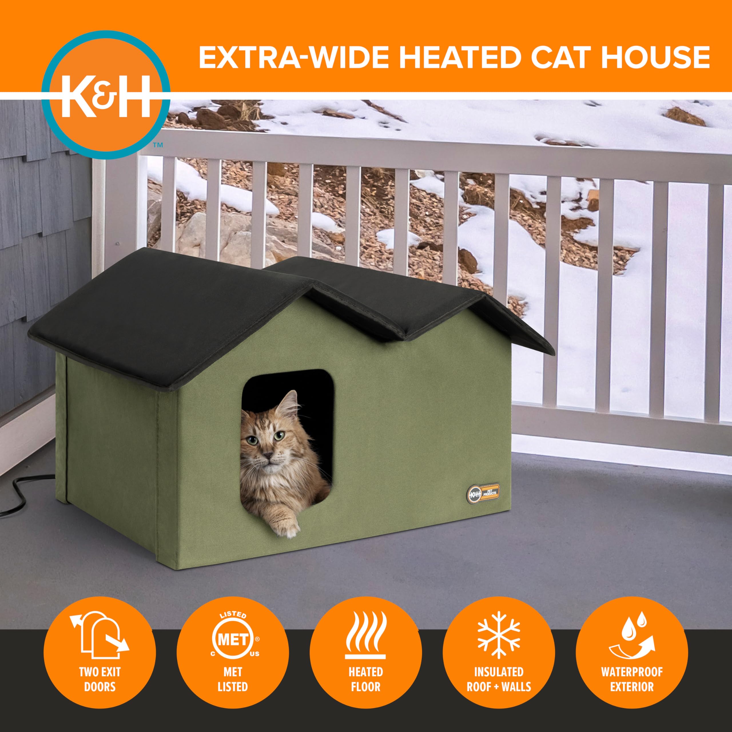 K&amp;H Pet Products safety listed electrical system ensures reliable warmth outdoors.