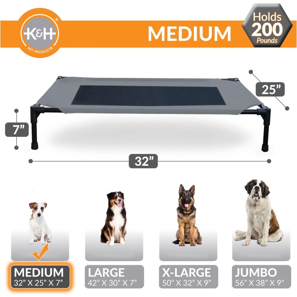 K&amp;H Pet Products cot features slip-resistant feet to protect indoor floors.