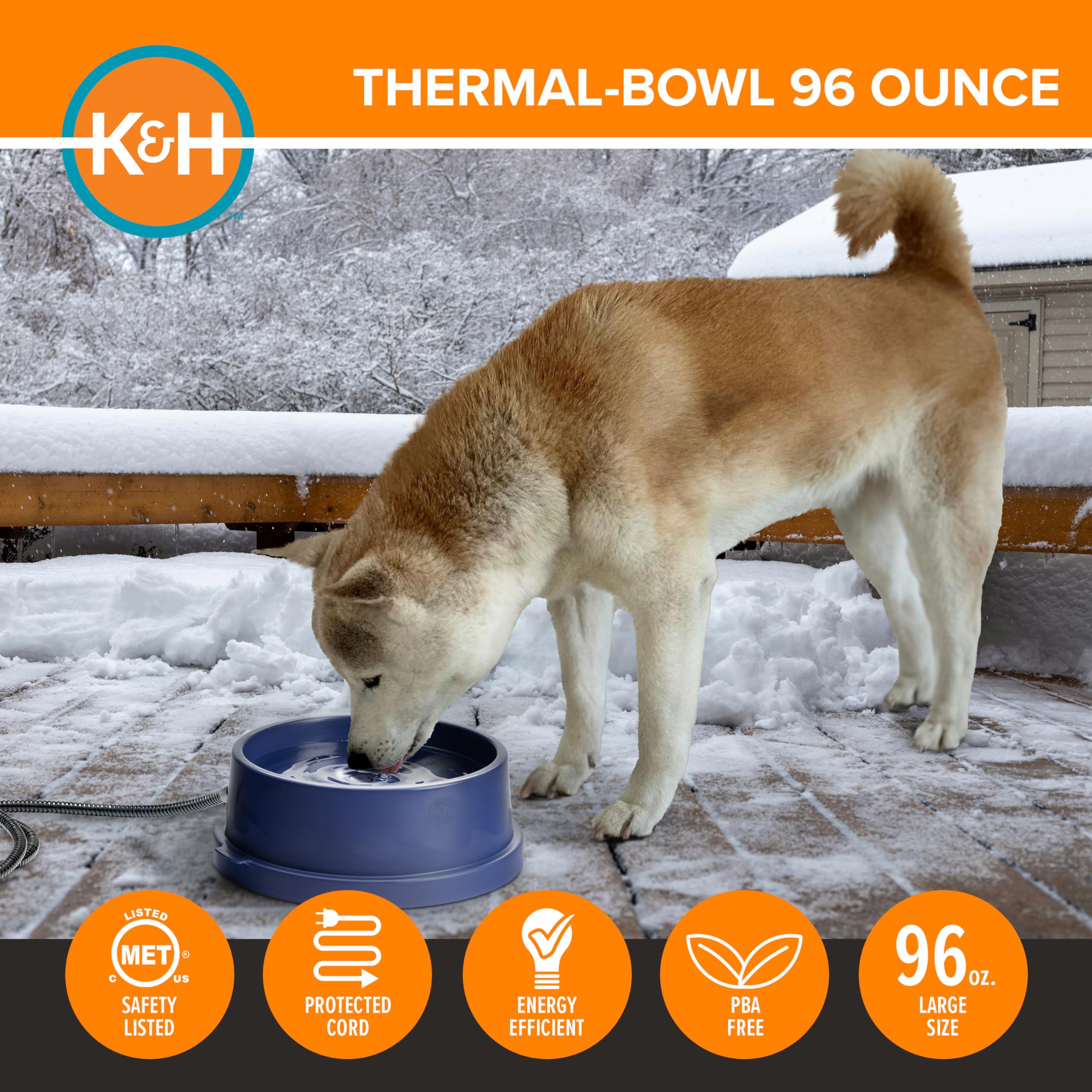 K&H Thermal-Bowl BPA-free plastic keeps water safe and clean.