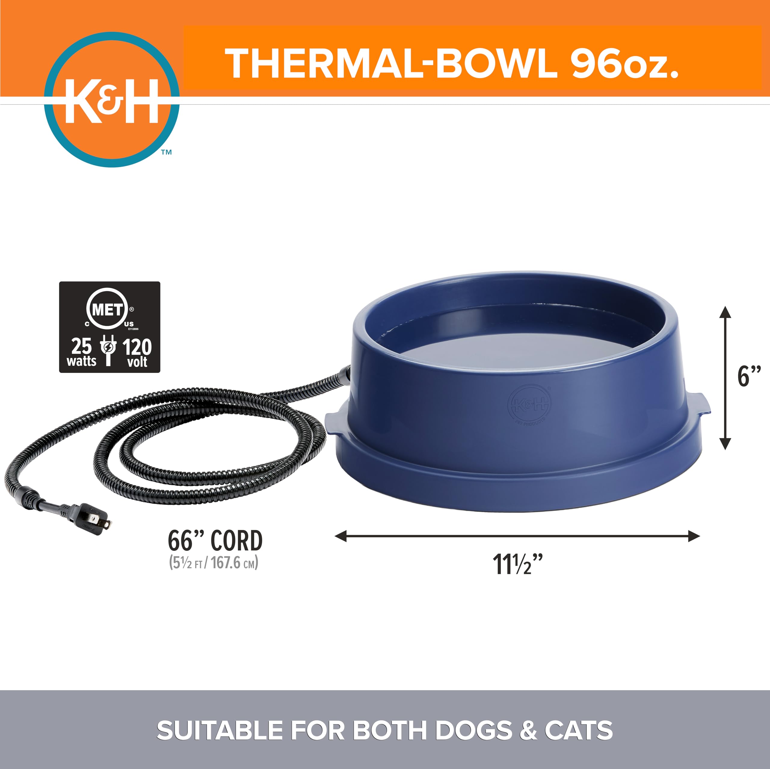 K&H Thermal-Bowl thermostat-control feature provides automatic on/off for continuous hydration.