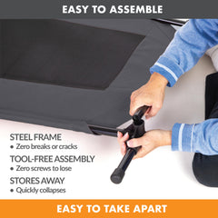 Water-resistant denier fabric cover on K&H cot resists moisture