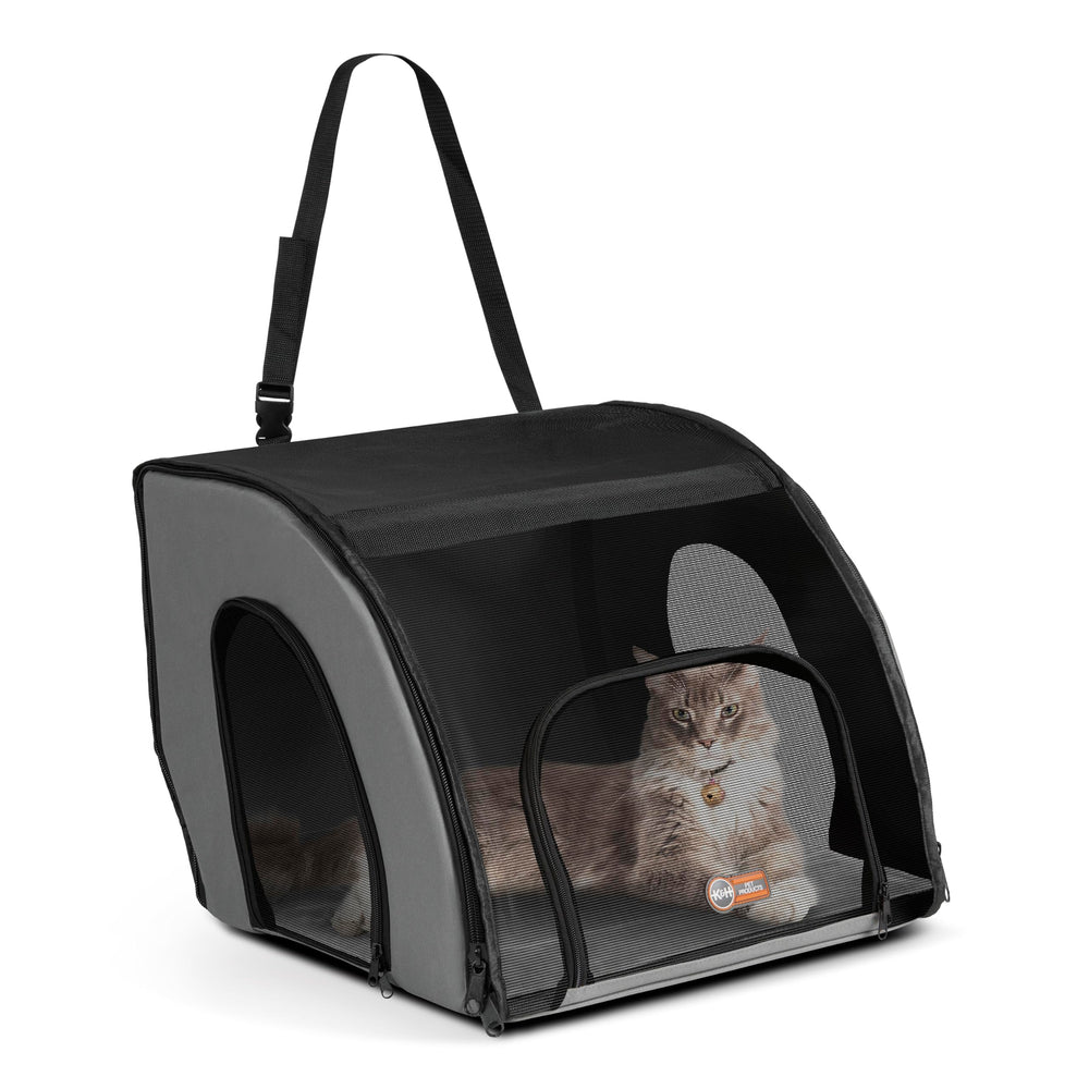 K&H Pet Products Travel Safety Carrier folds flat for compact storage.