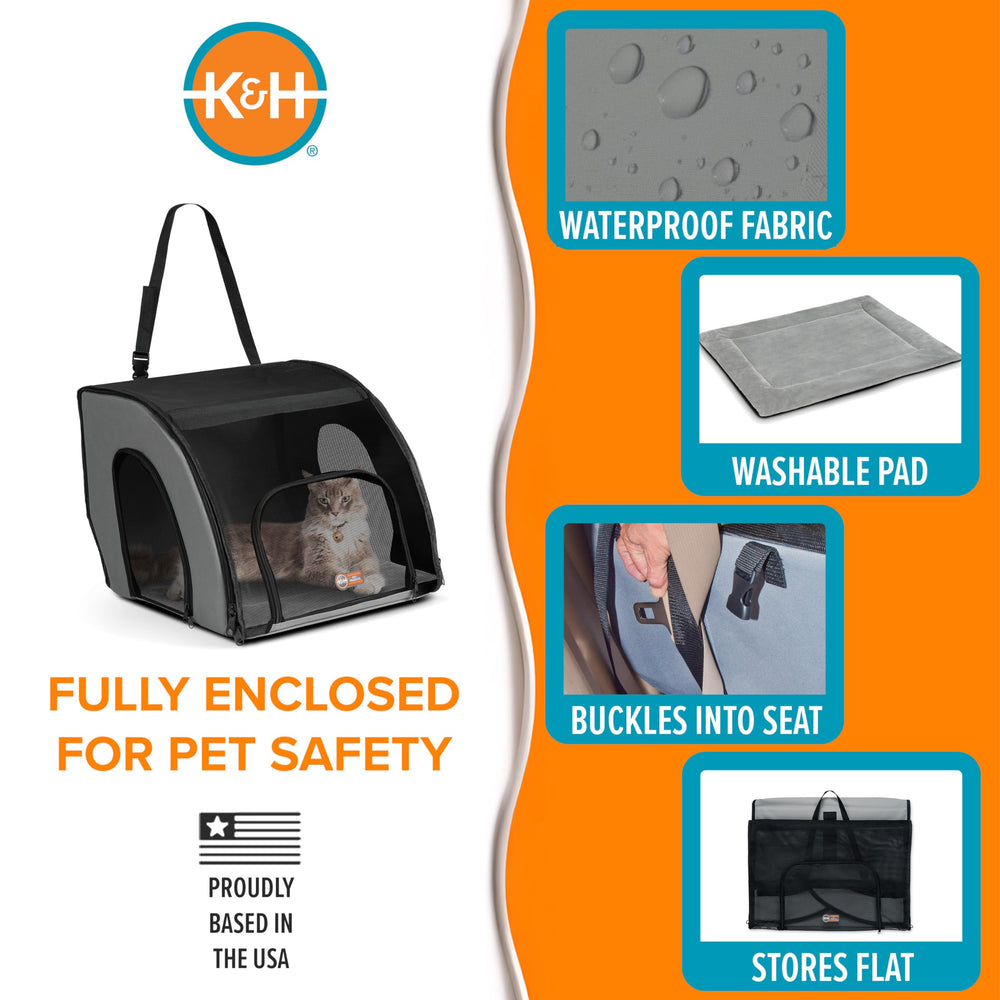 K&H Pet Products Travel Safety Carrier mesh windows provide visibility and airflow.