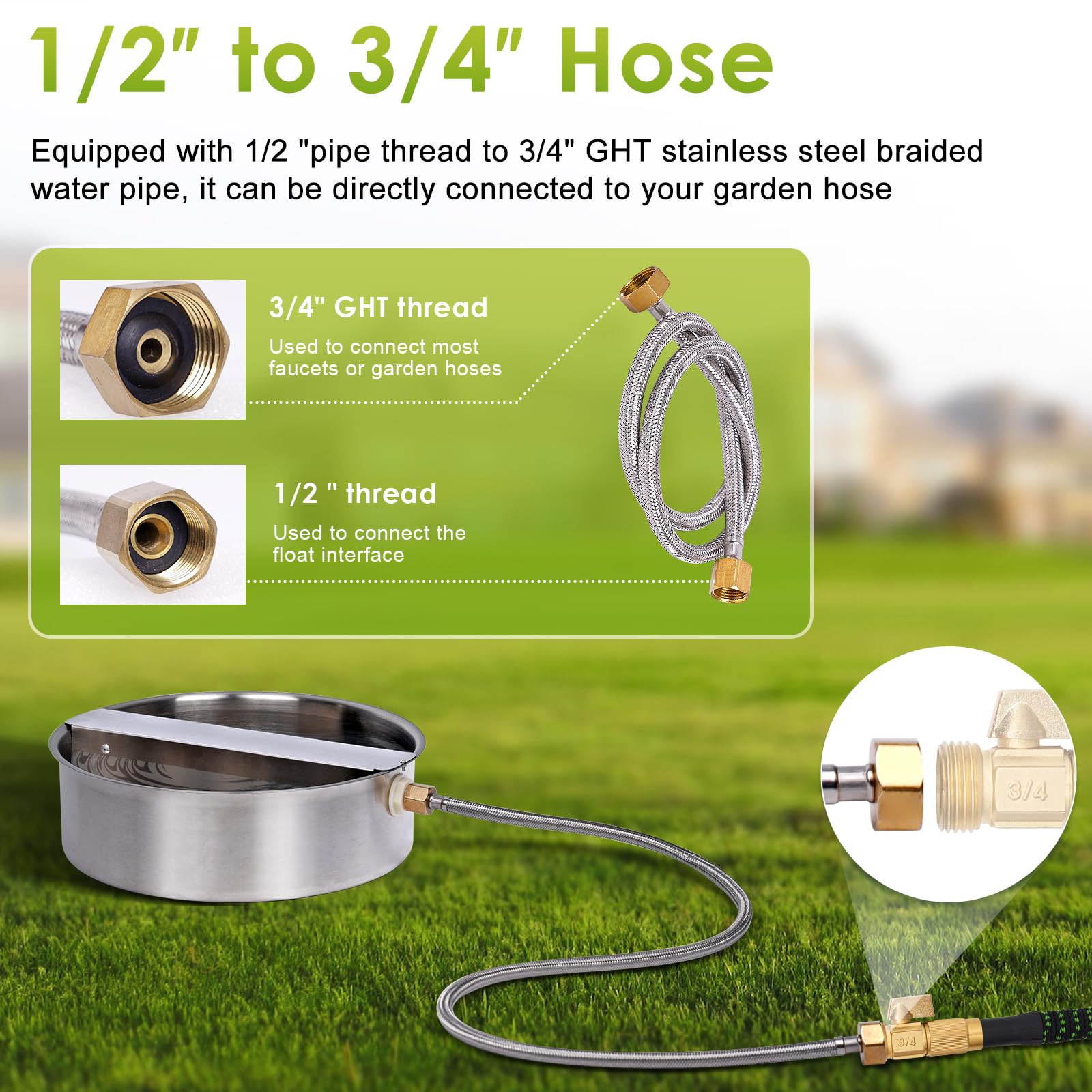 KHEARPSL hose connection pipe thread detail for garden hose
