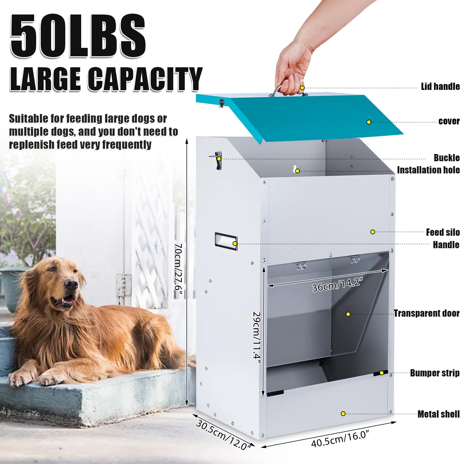 KHEARPSL smooth gravity feed prevents jams while dogs eat.
