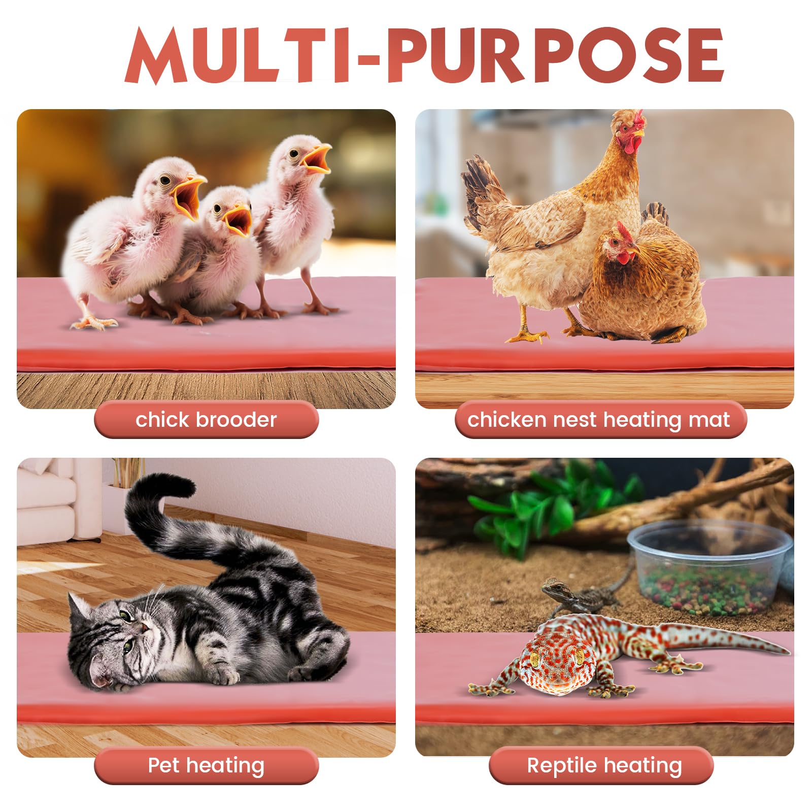 KHEARPSL adjustable timer-temperature lets you tailor warmth for animals.
