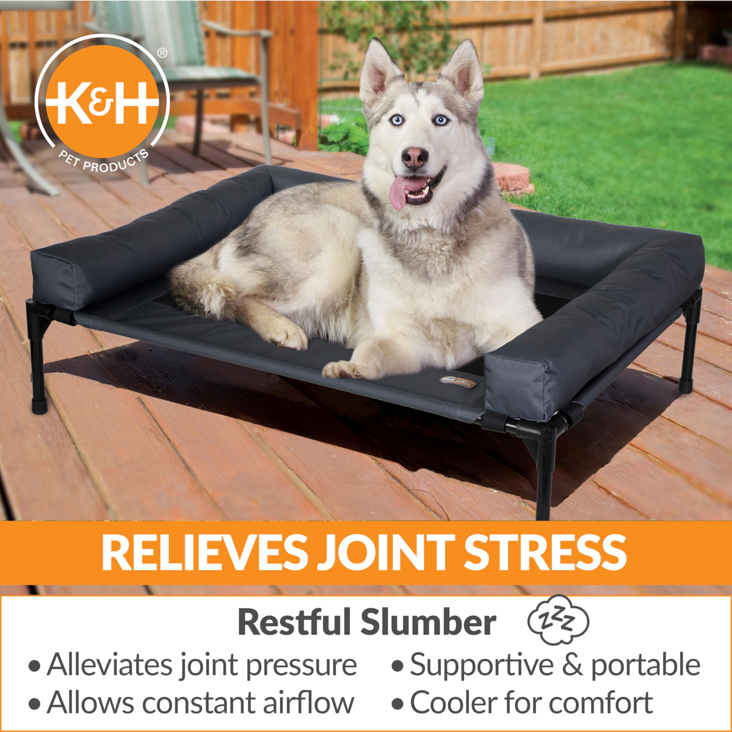 K&amp;H Bolster Dog Cot sturdy metal frame for lasting durability