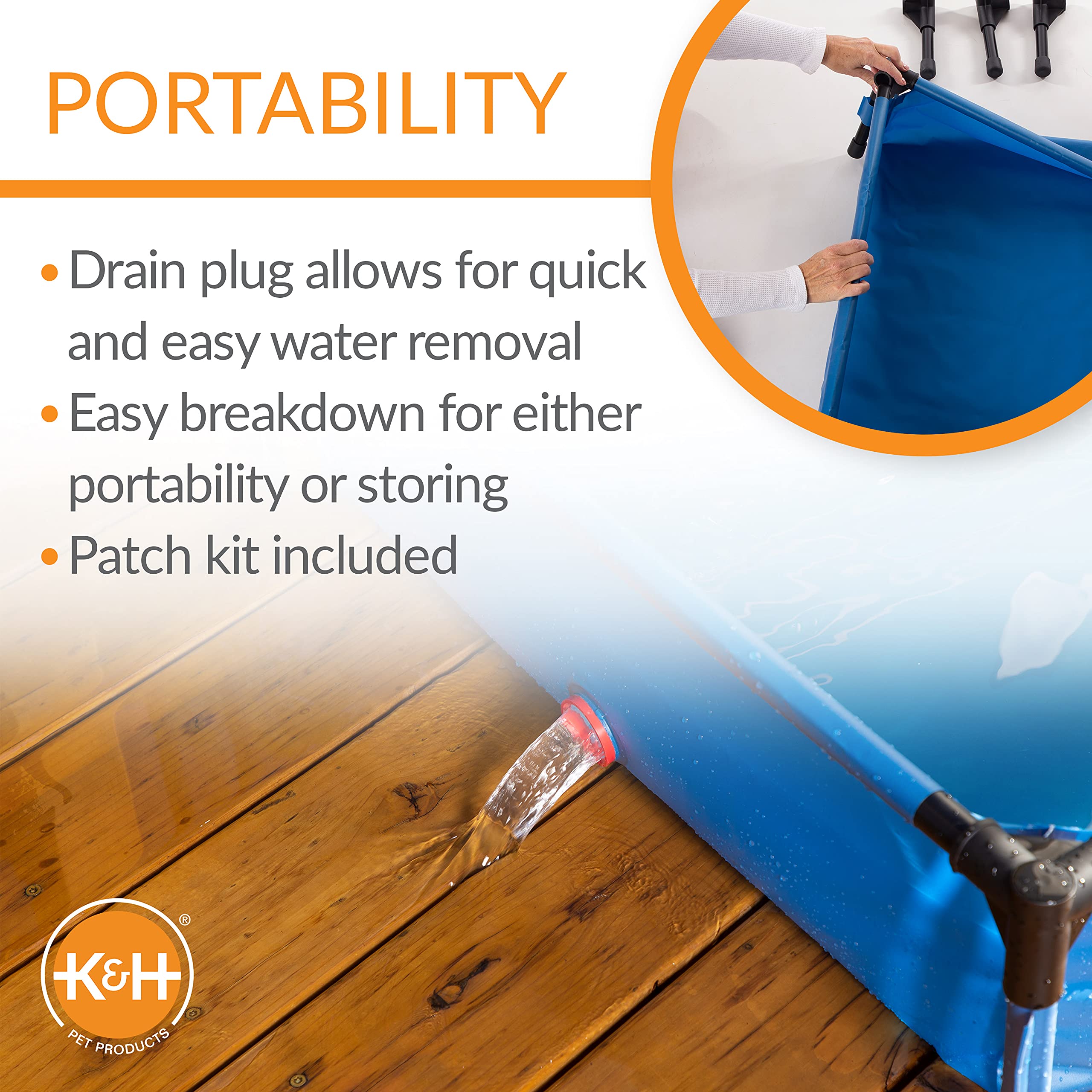 Drain plug at the base enables quick, tool-free drainage