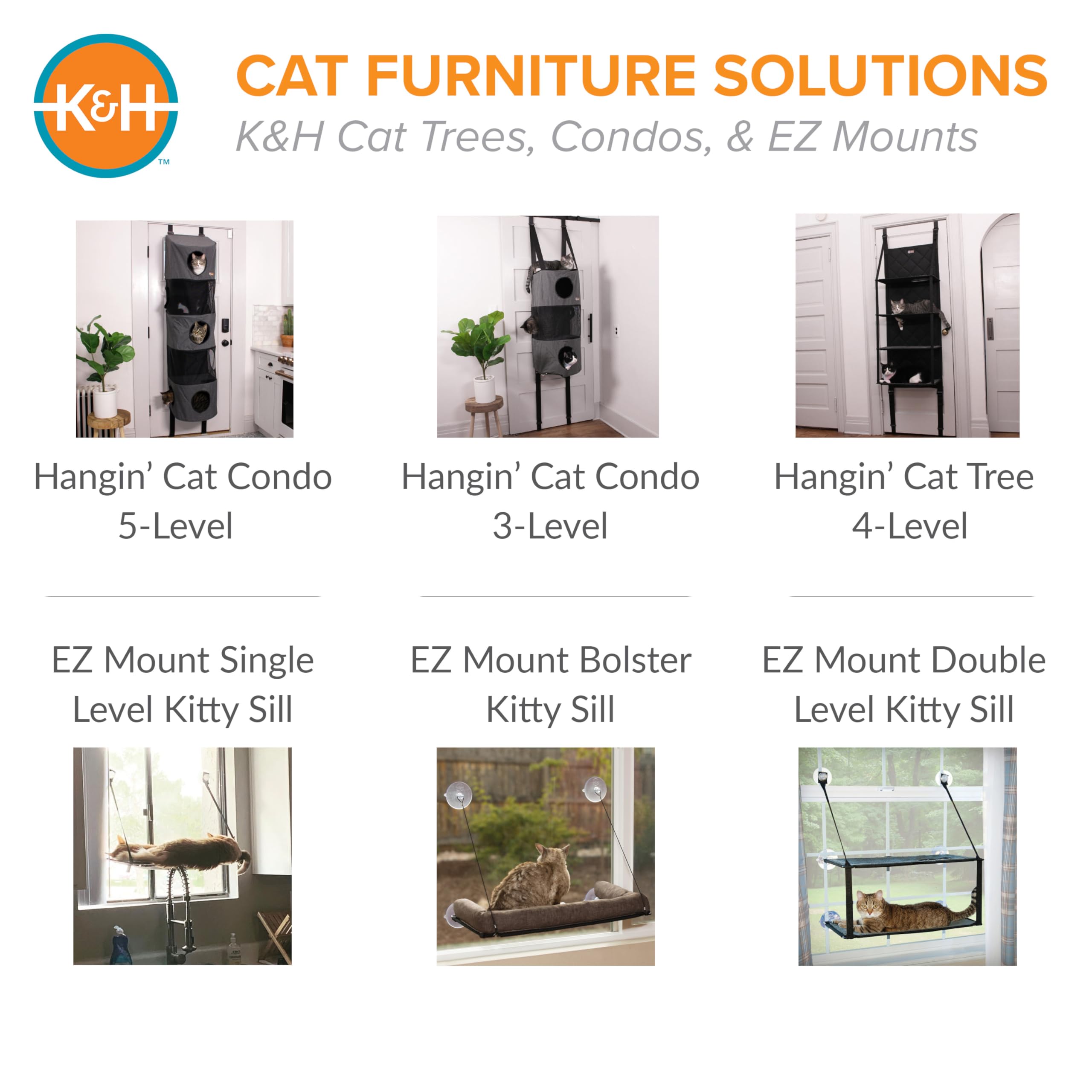 K&H Hangin Cat Tree tool-free installation fits most interior doors.