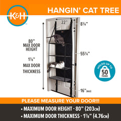 K&H Hangin Cat Tree folds flat for door clearance when not in use.