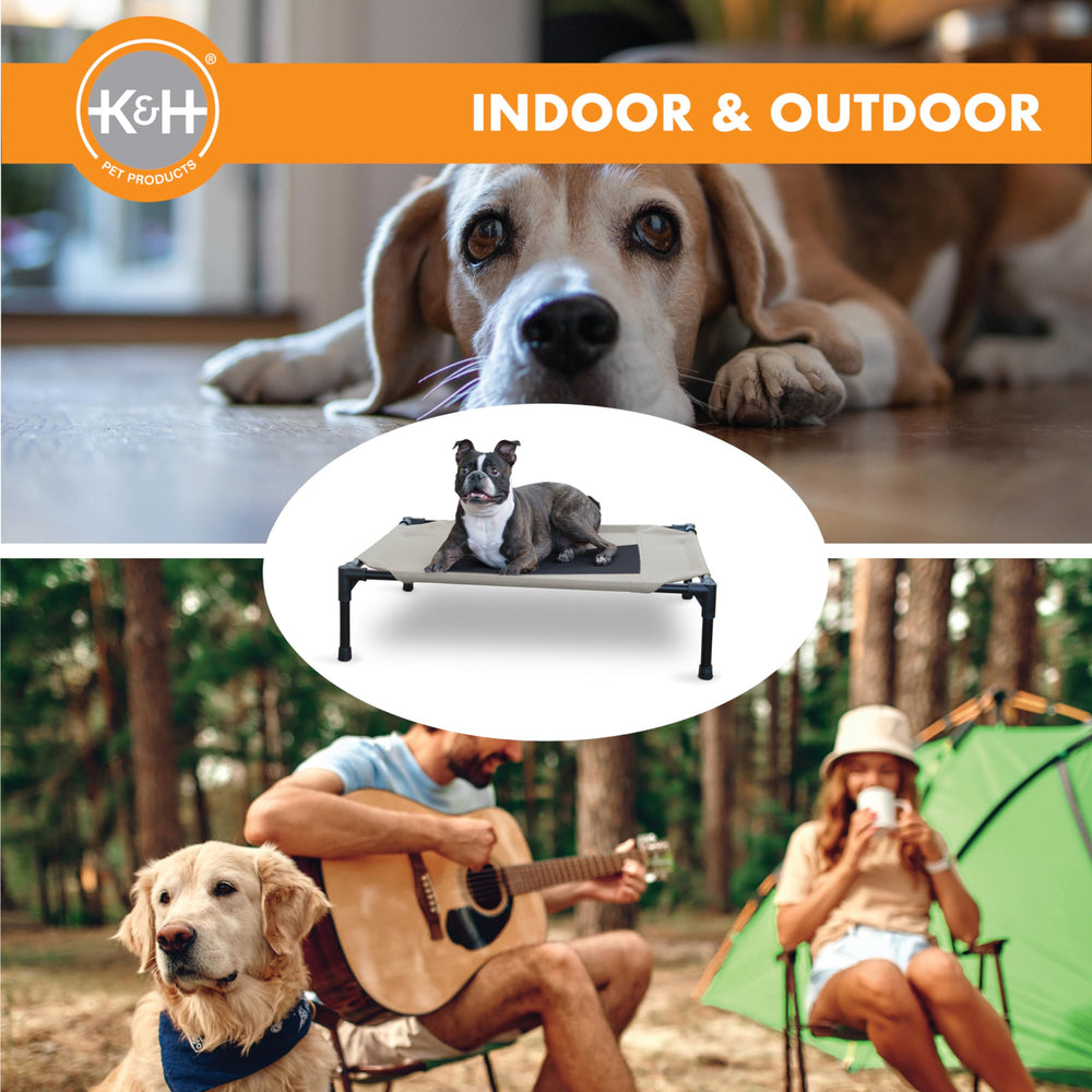Medium K&H cot measures 25 by 32 inches for mid-size dogs.