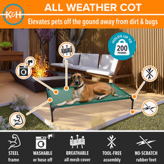K&H Outdoor Elevated Dog Bed assembled setup illustrating tool-free setup and portability