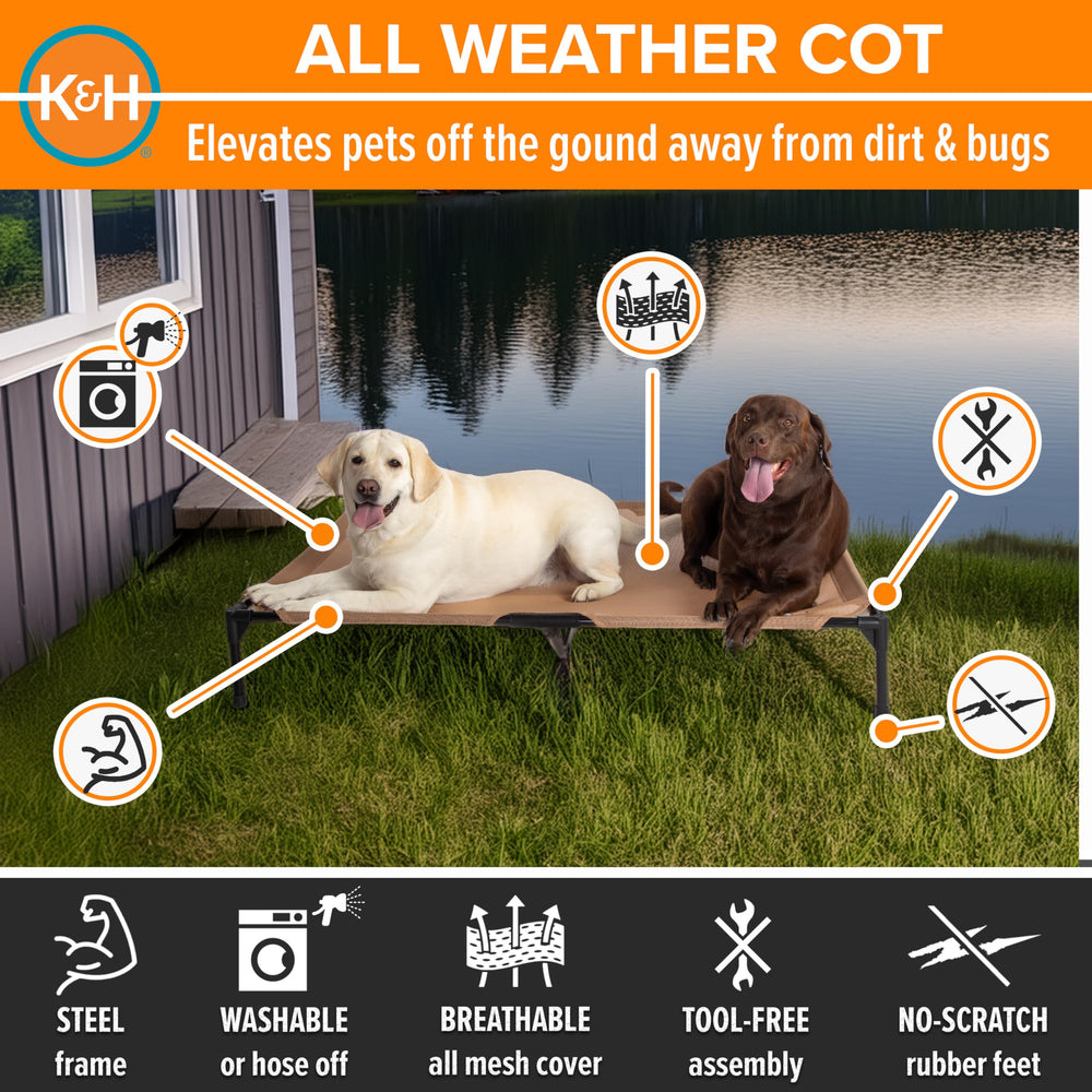 K&H Pet Products mesh surface provides quick-dry cooling for all seasons