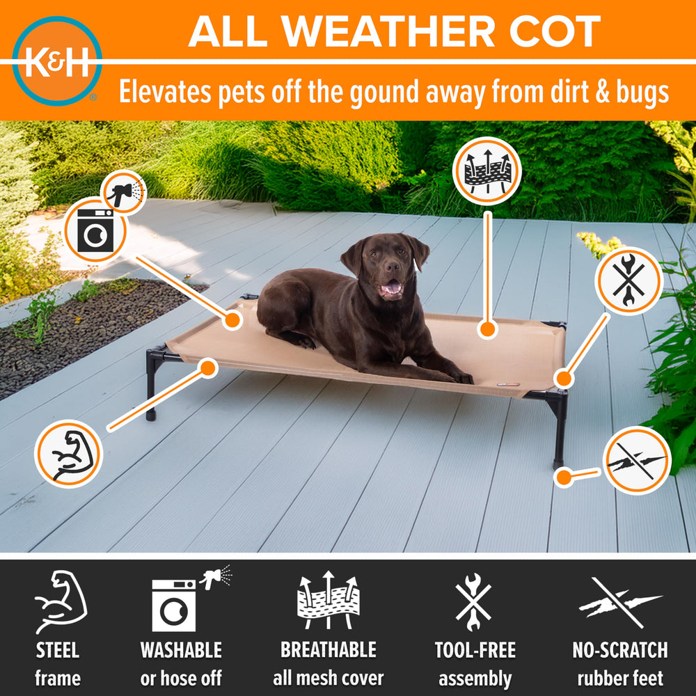 K&H mesh surface detail showing quick-drying breathable fabric