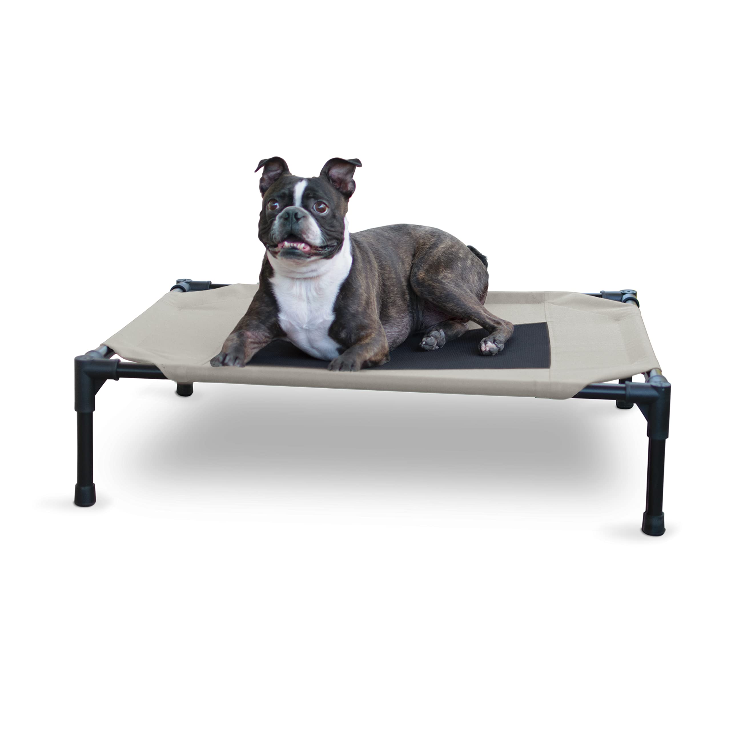 K&H Pet Products outdoor elevated dog cot with breathable mesh for cooling comfort.