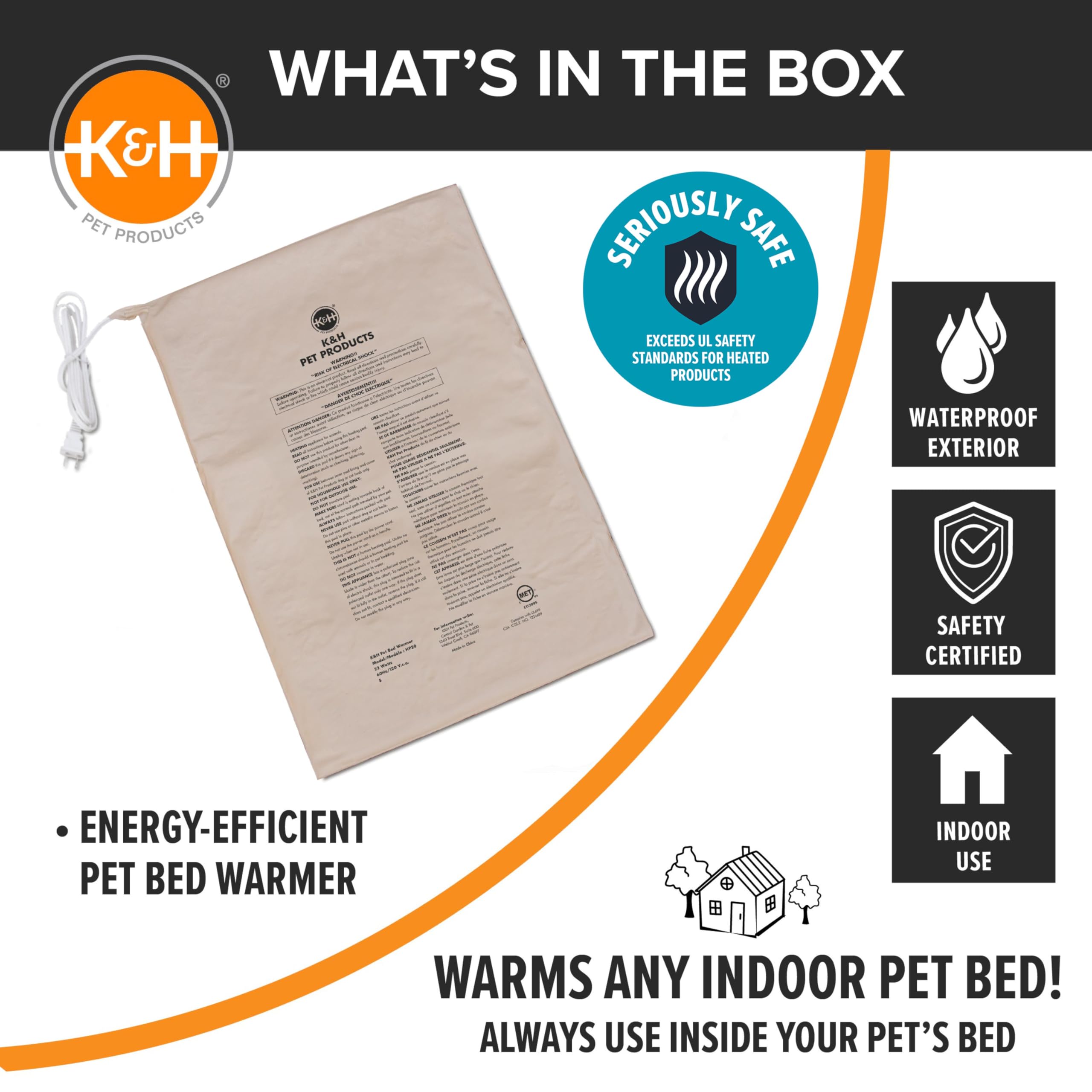 K&H Warmer energy-efficient design with low wattage, saving power.
