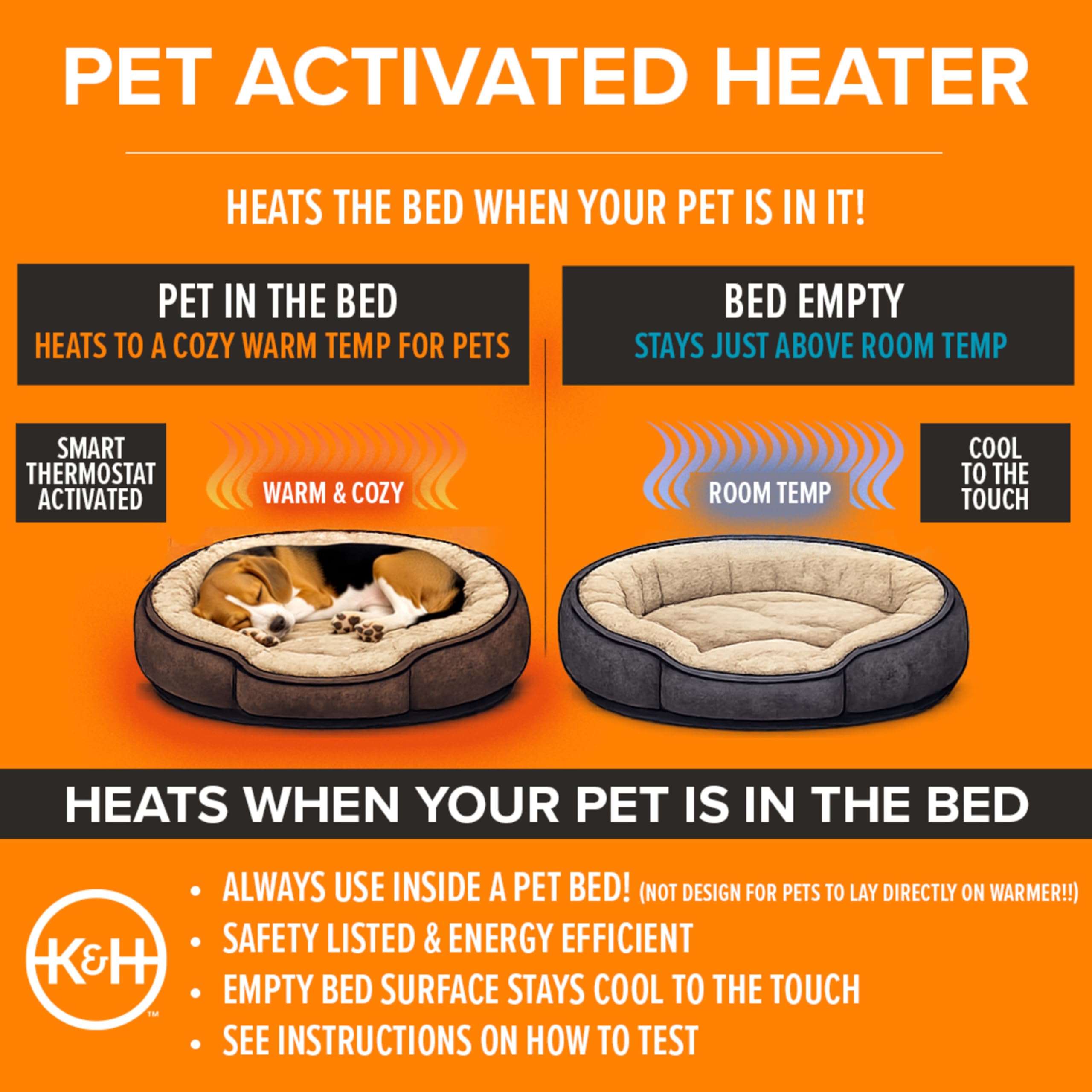 K&H Warmer inside a cat bed delivers gentle warmth for relaxed lounging.