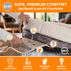 K&H Warmer tucked into a dog bed for continuous comfort during rest.