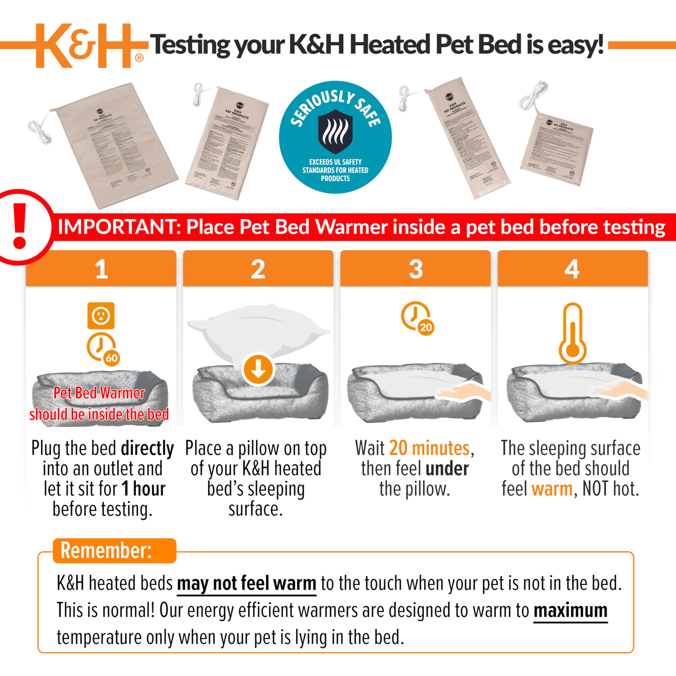 K&H Warmer plugged into outlet shows convenient, plug-and-use heat source.