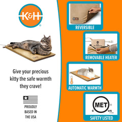 K and H heated cat pad in use delivers consistent warmth during nap time.