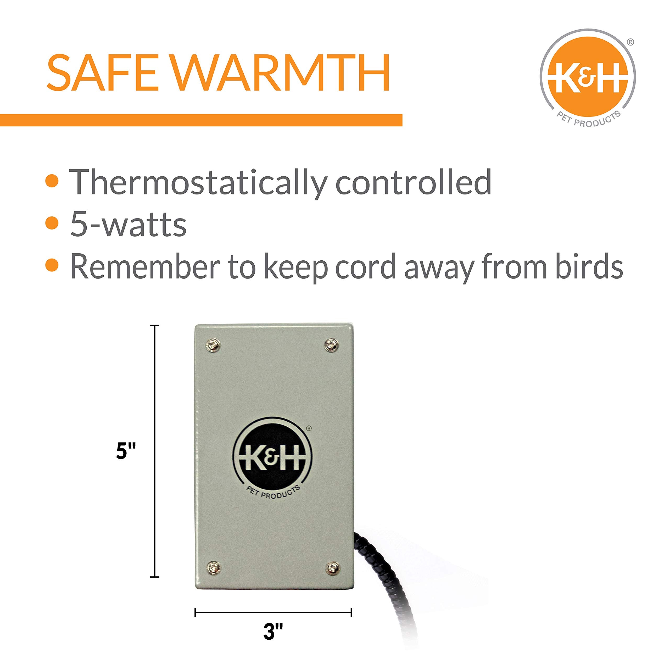 K&H Snuggle-Up Bird Warmer close-up showing safe 12-volt heat in use