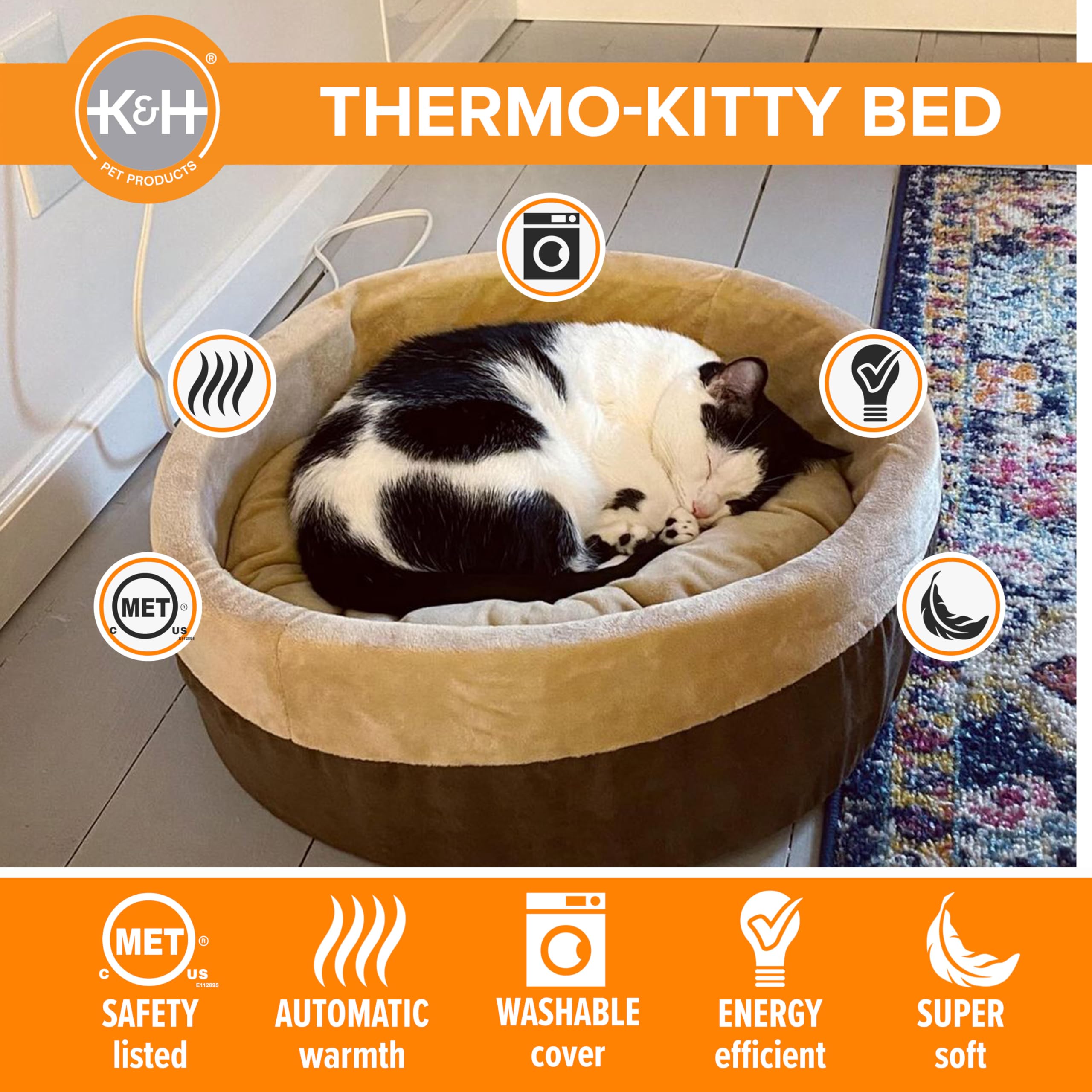 K&H Thermo-Kitty Bed size large 20-inch highlights spacious comfort