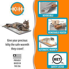 K&H Thermo-Kitty Mat gray fabric blends with home decor