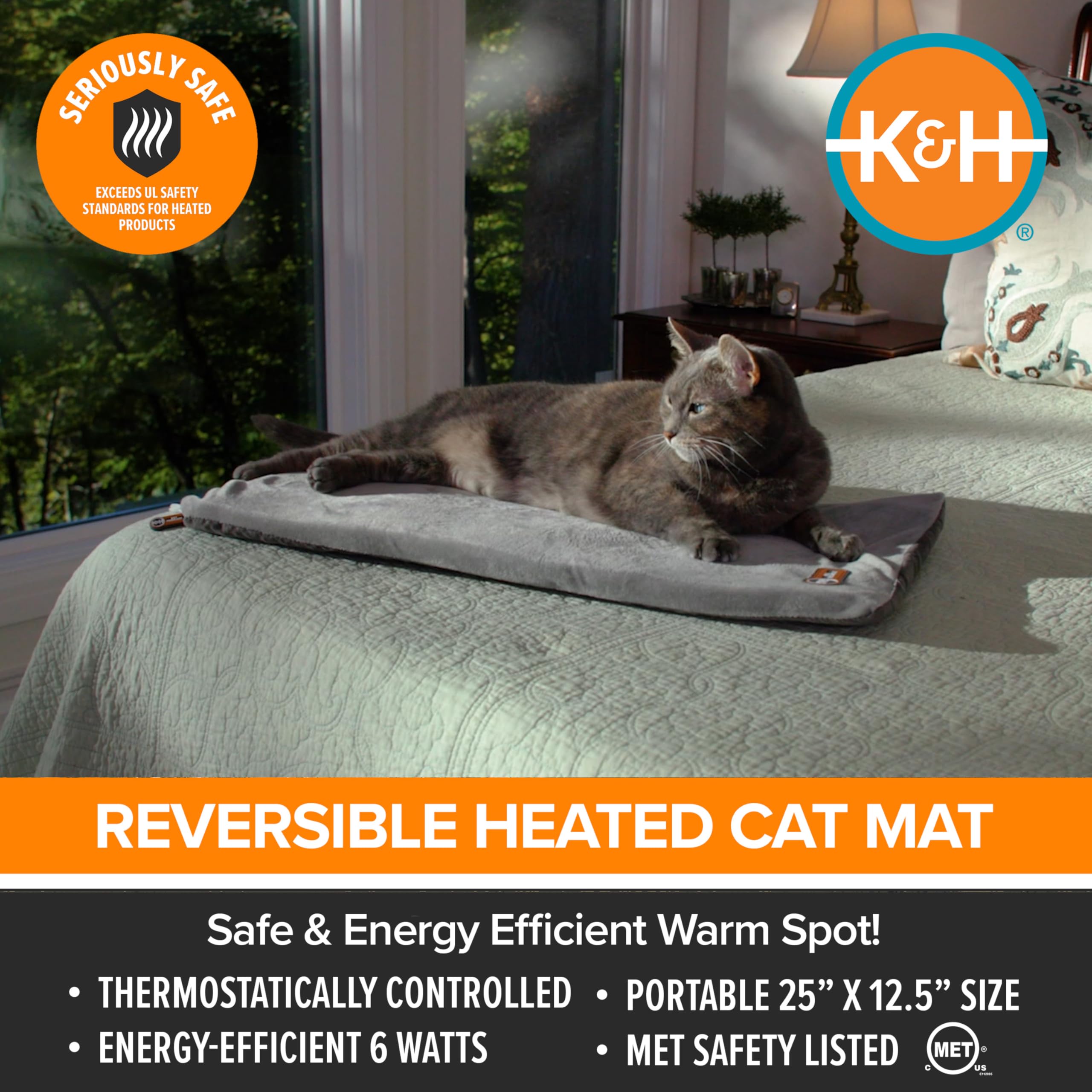 K&H Thermo-Kitty Mat in use with a cat enjoying warmth