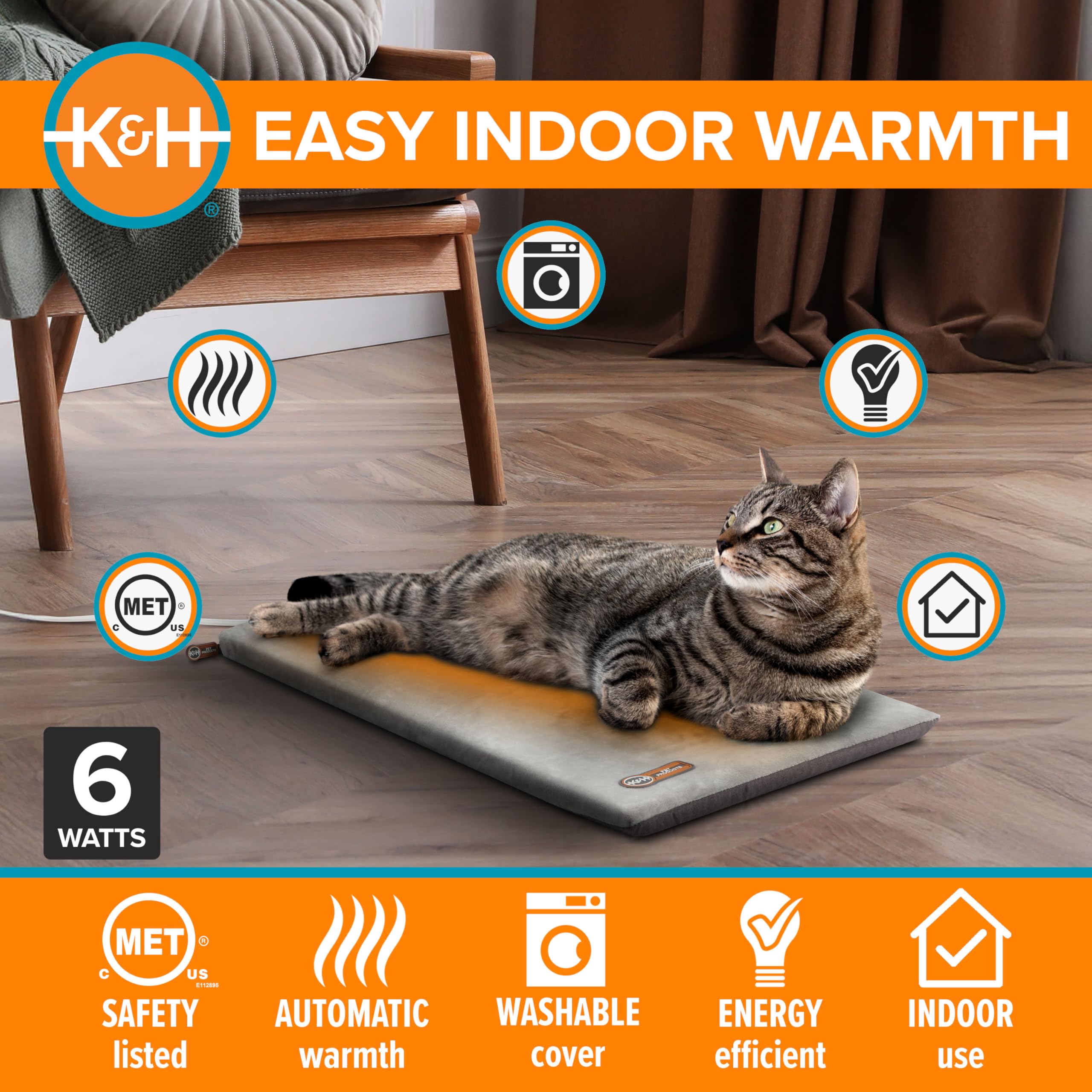 K&H Thermo-Kitty Mat washable cover for simple care