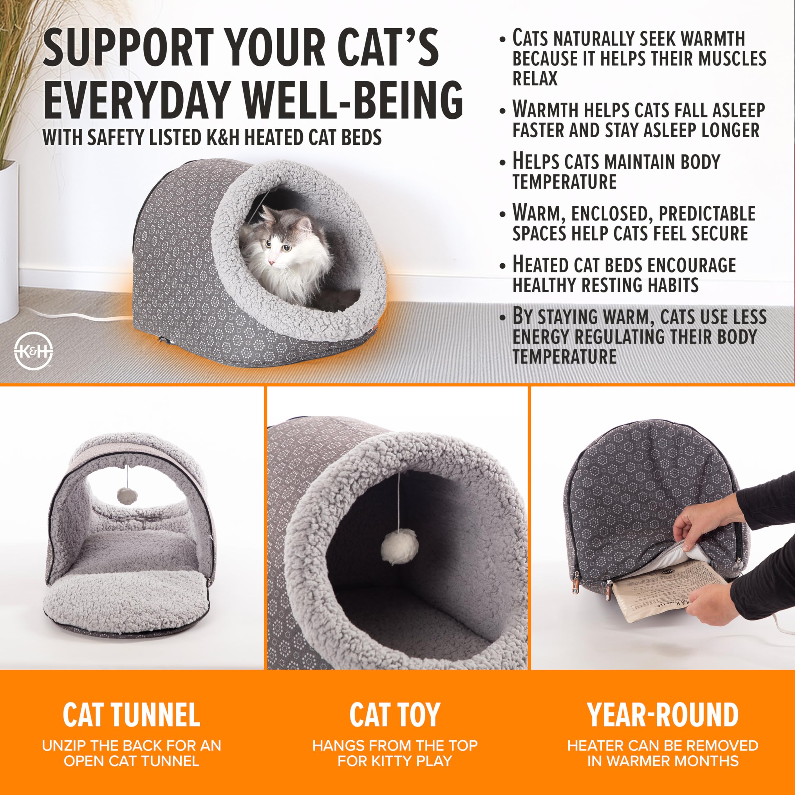 K&H Thermo Pet Cave plush toy inside for interactive play