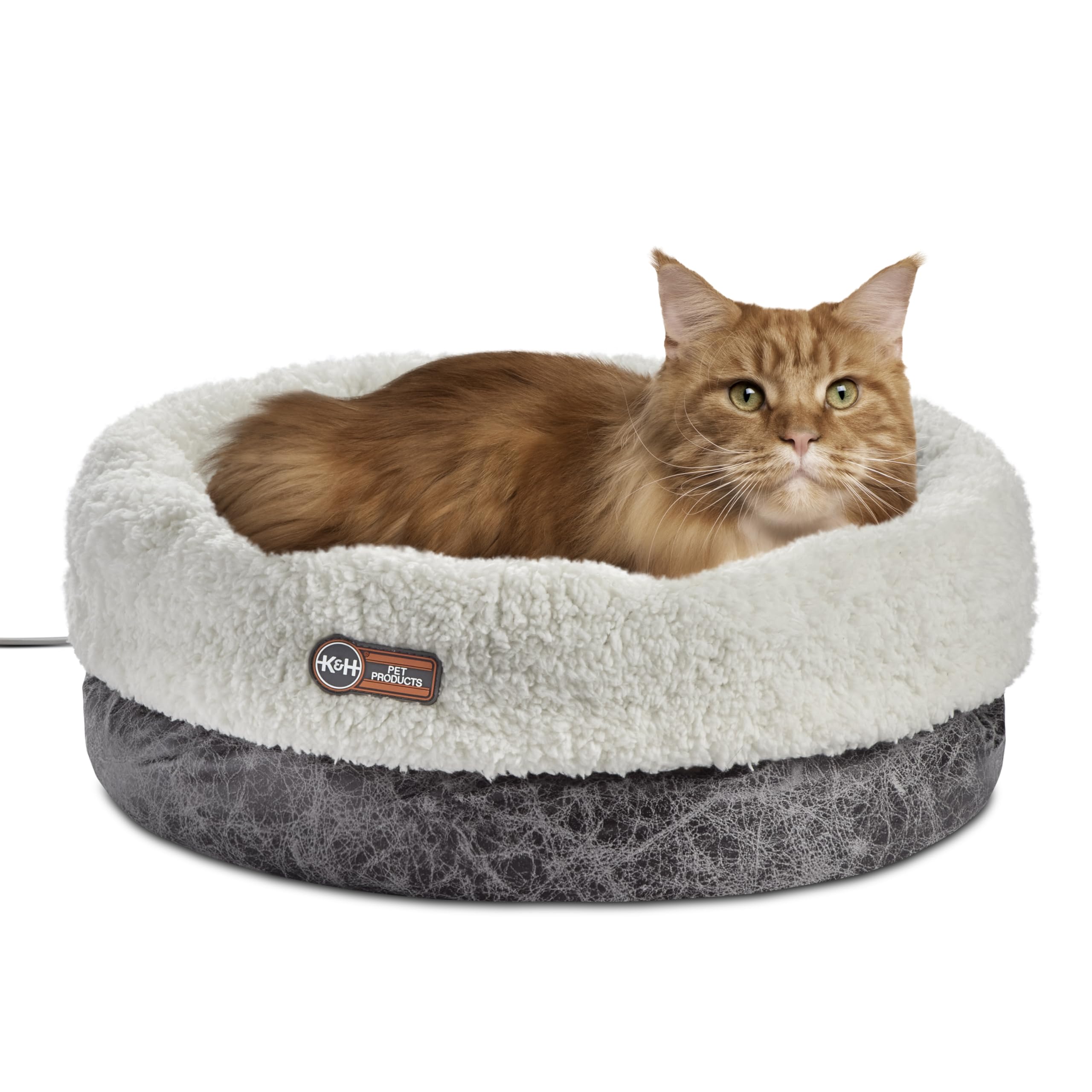 K&amp;H Thermo-Snuggle Cup Bomber bed, front view, cozy warmth for larger indoor cats.
