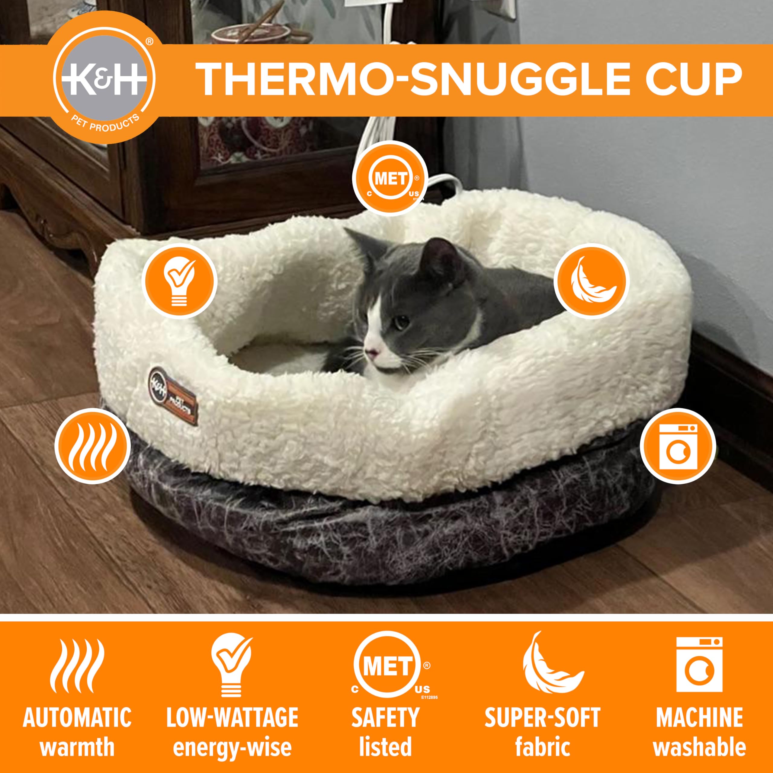 Close-up of walls on K&amp;H Thermo-Snuggle Cup Bomber bed for nest-like security.