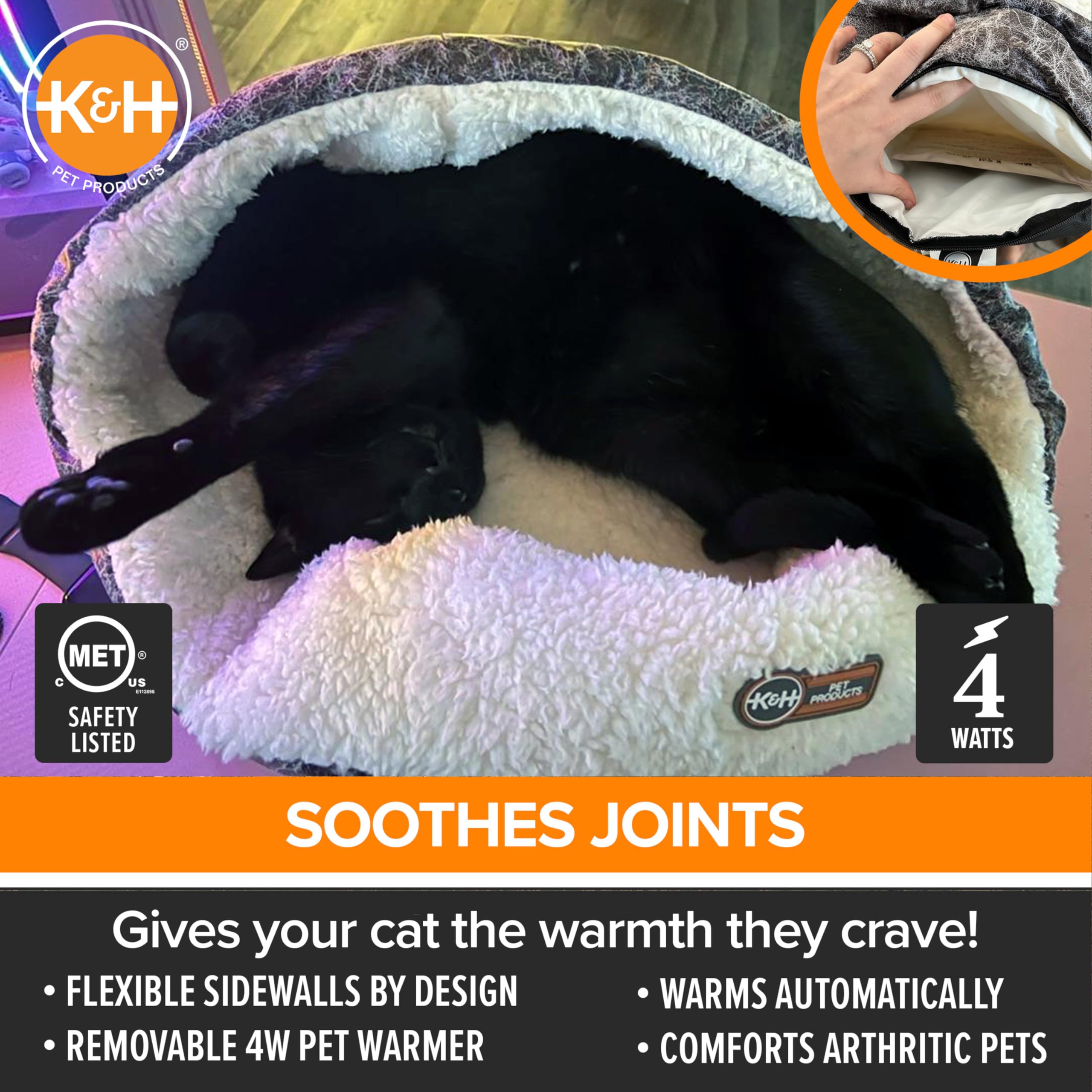 Removable heater component of K&amp;H Thermo-Snuggle Cup Bomber bed.