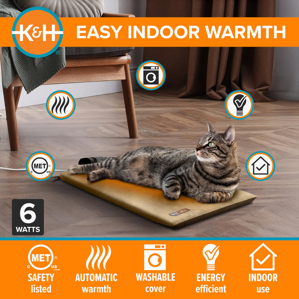 K and H Thermo-Kitty Mat with washable cover for easy cleaning.