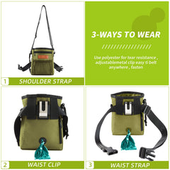 KHPR dog treat pouch with removable strap for secure, hands-free carrying.