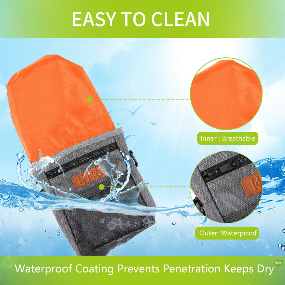 KHPR weatherproof nylon keeps contents dry during early walks and rain