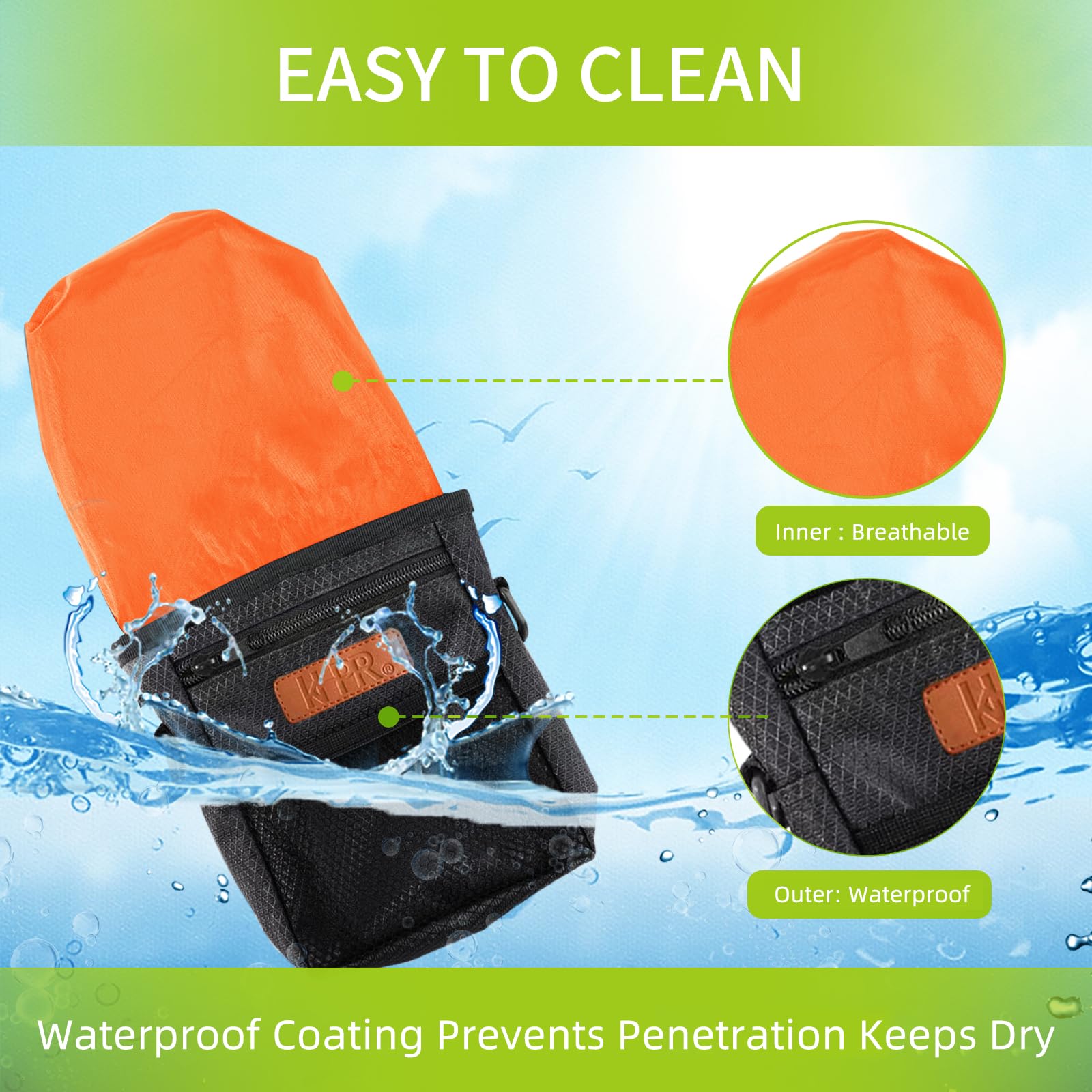 KHPR pouch includes zippered pockets and mesh netting for on-the-go storage