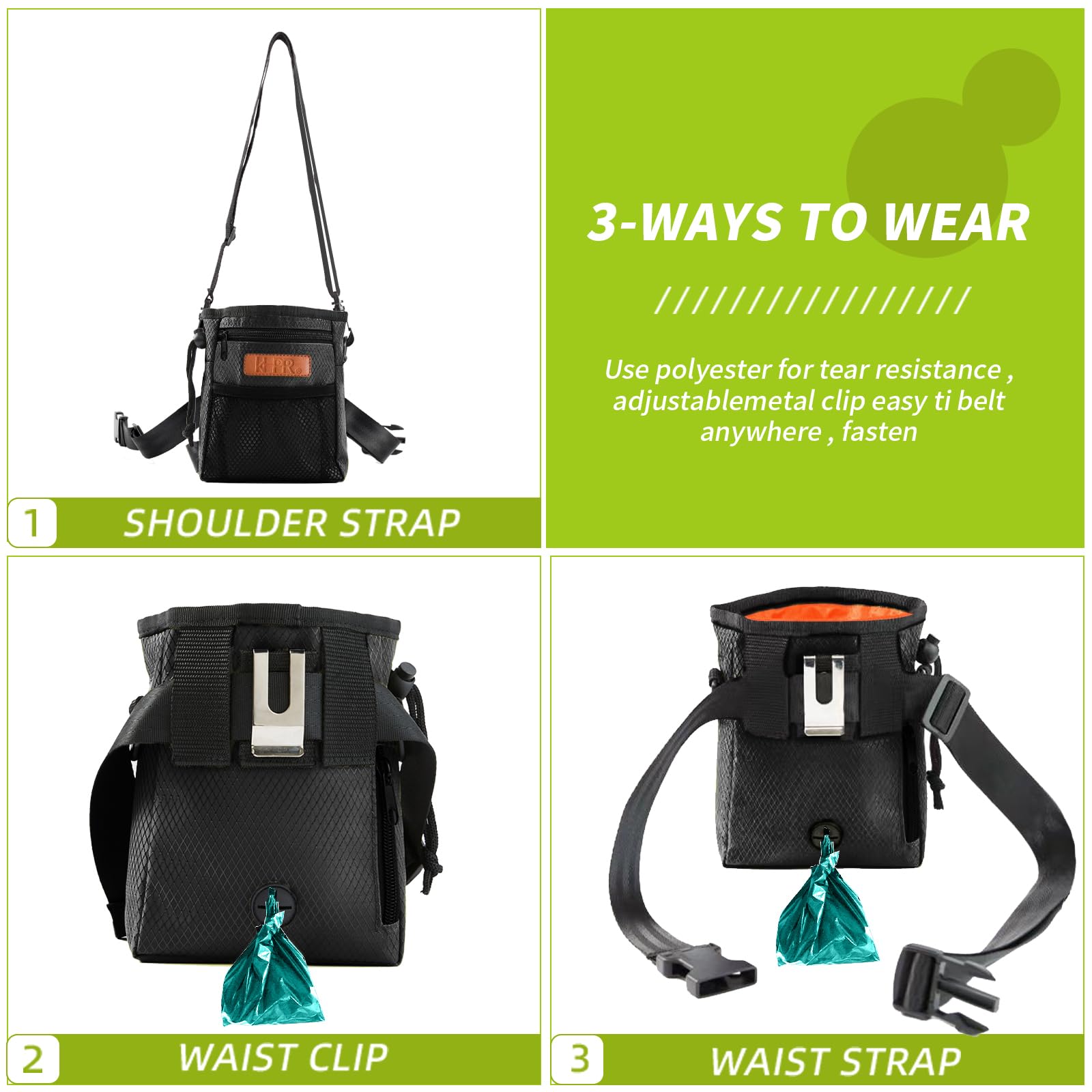 KHPR training pouch attached to belt clip for secure walking