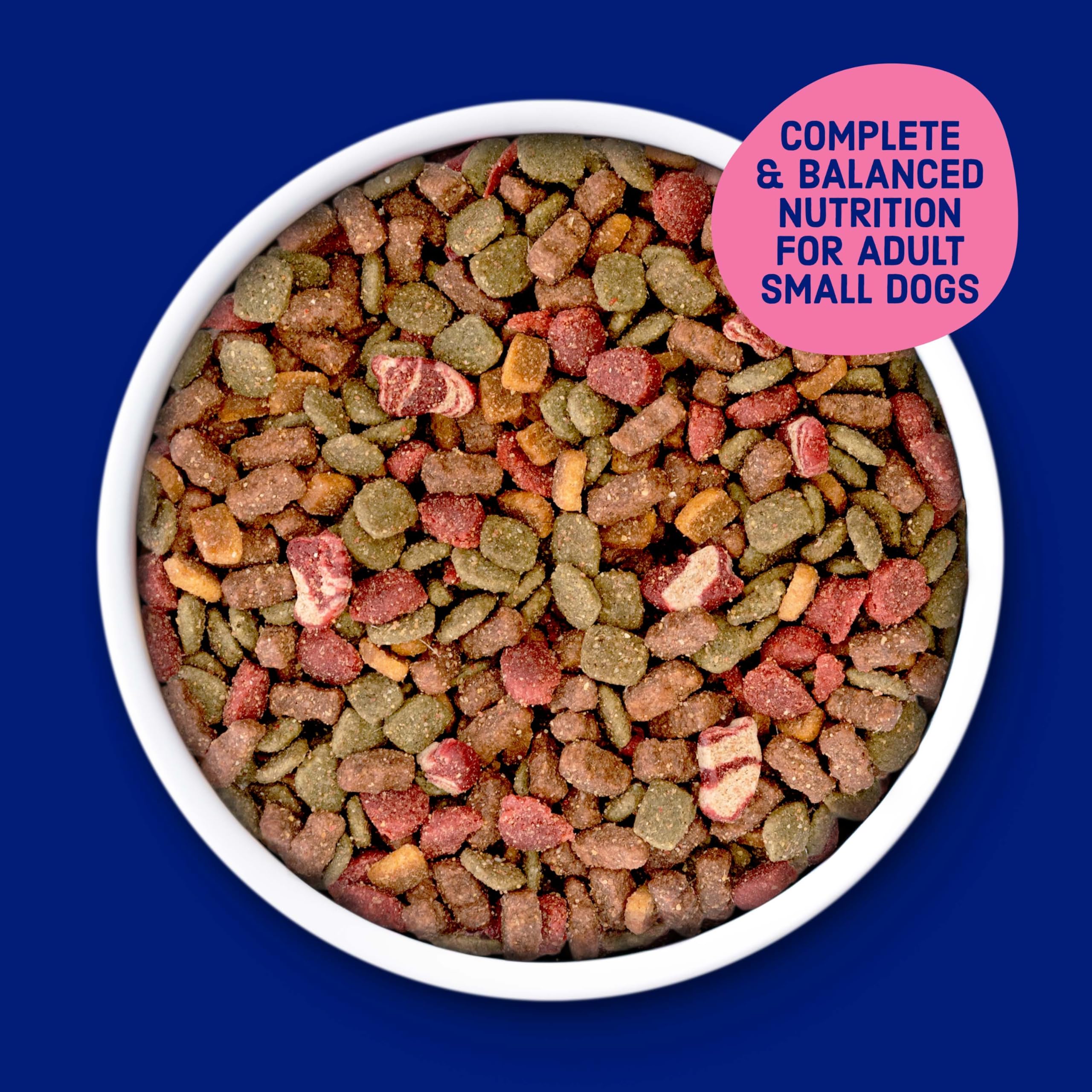 Kibbles 'n Bits Bistro Mini Bits apple flavor close-up, adds tasty variety for picky eaters.