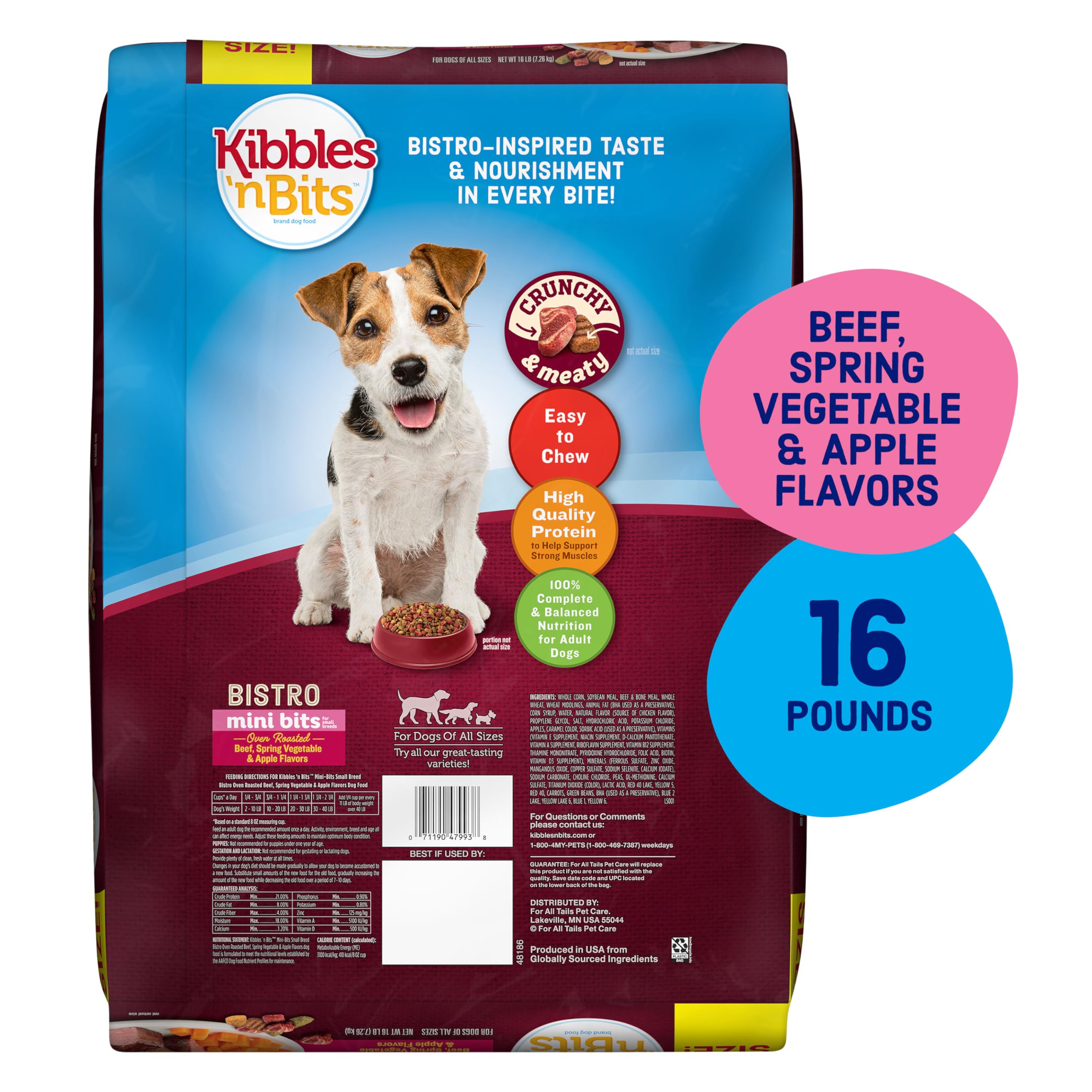 Kibbles 'n Bits Bistro Mini Bits spring vegetables image, supports balanced meals for small breeds.
