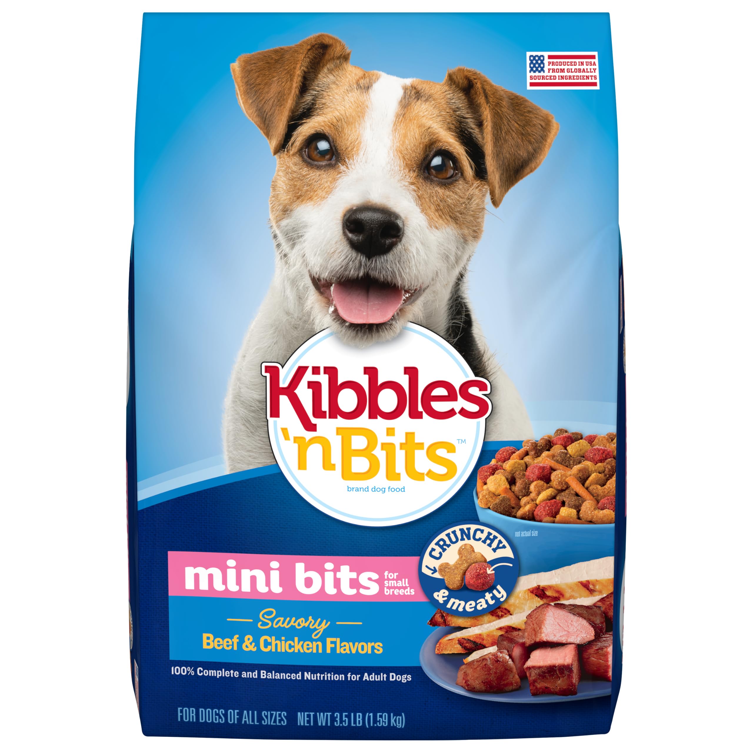 Beef and chicken flavor in a bowl for small dogs.