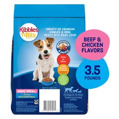 Bite-sized kibble designed for easy chewing by adults.