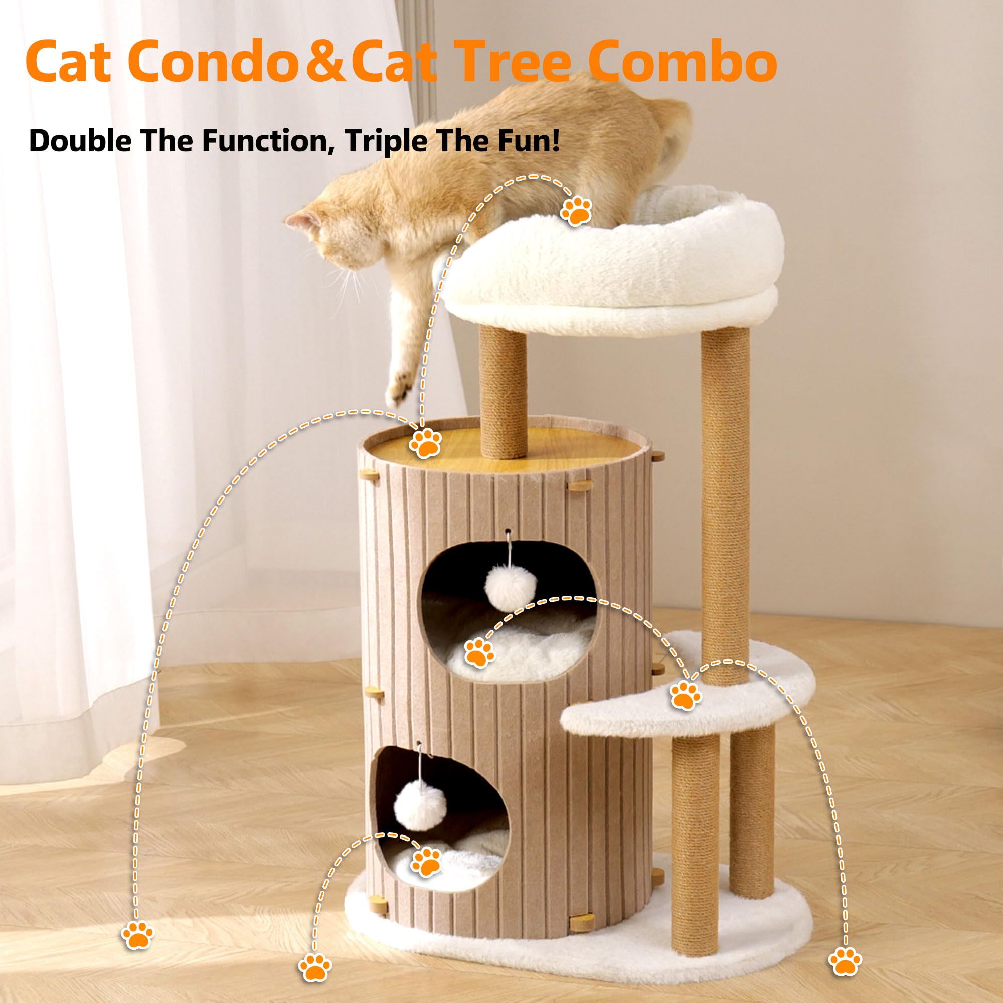 Kicari multi-cat condo supports 2–4 cats.