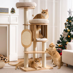 Kicari 50in cat tree platforms for active indoor cats and multi-cat homes.