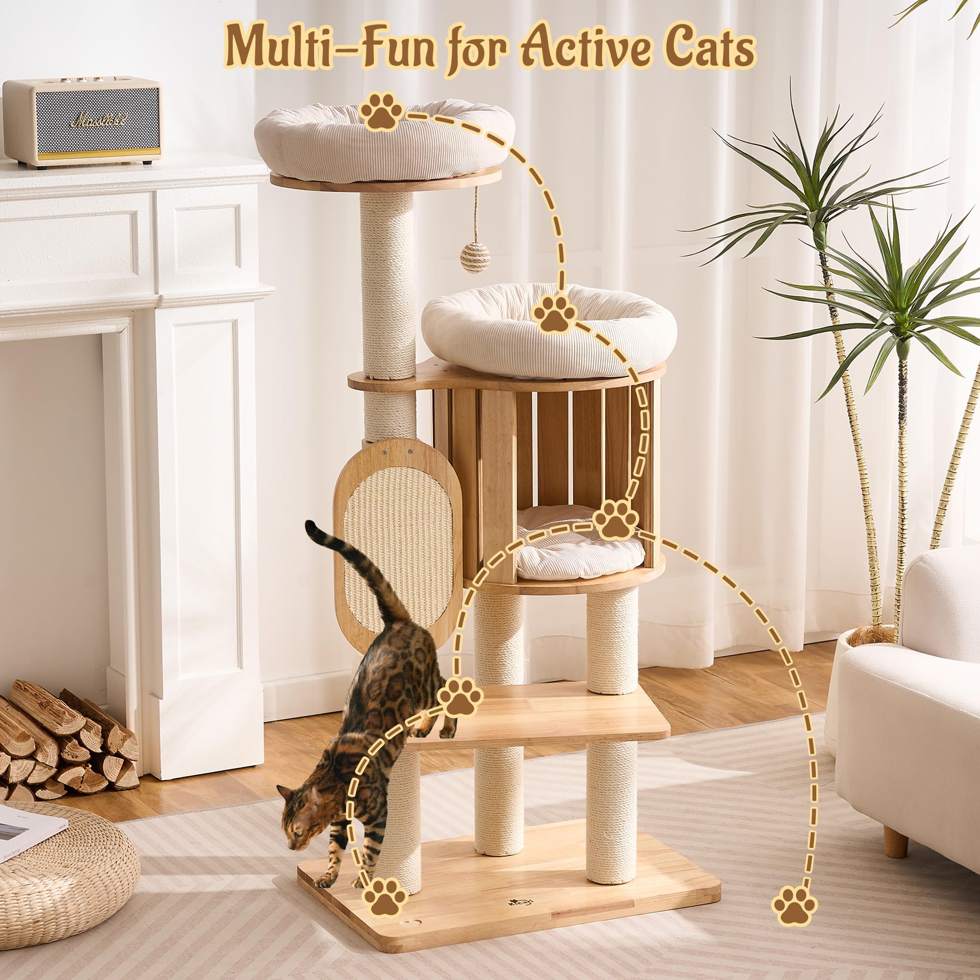Kicari natural wood finish blends with modern home decor.