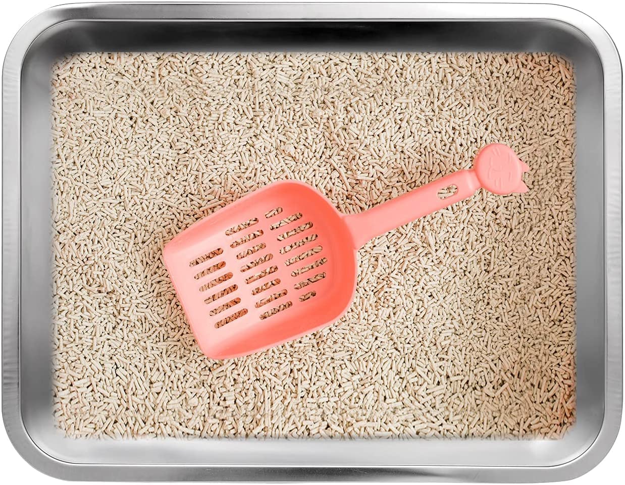 Kichwit stainless steel litter box rounded edges for safe handling